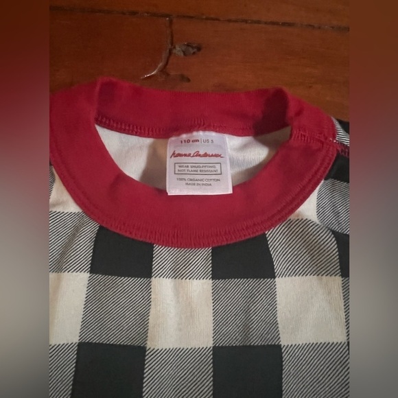 Hanna Anderson black white plaid long sleeve top toddler size 5 - Picture 3 of 5